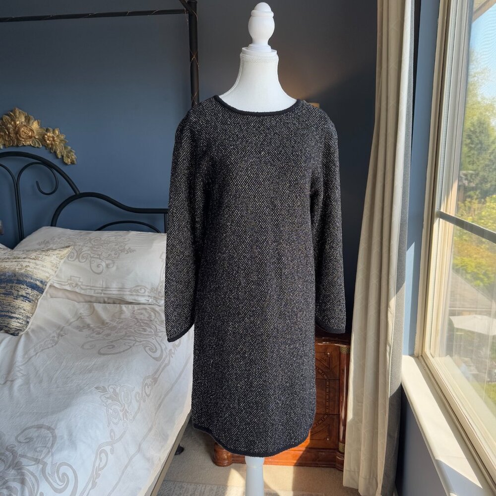 Massimo Dutti Sparkly Black Bouclé Sweater Dress
